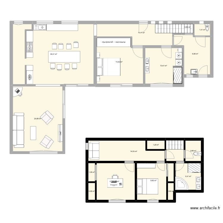 toute derniere version. Plan de 17 pièces et 160 m2