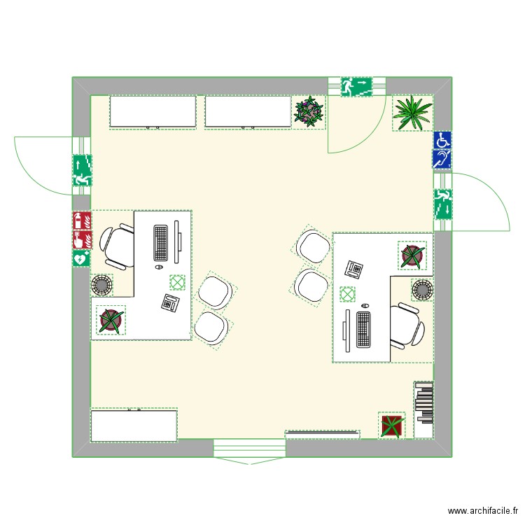 nouveau bureau. Plan de 1 pièce et 23 m2