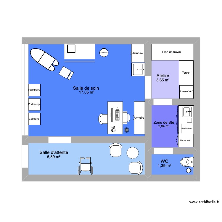 Plan Cabinet La Sallaz. Plan de 5 pièces et 31 m2