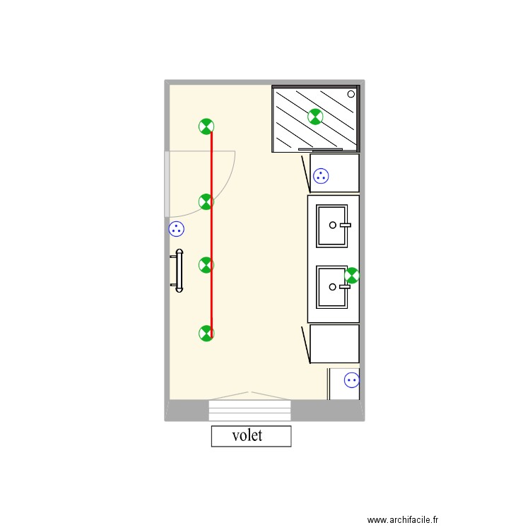 Salle de bains. Plan de 1 pièce et 9 m2