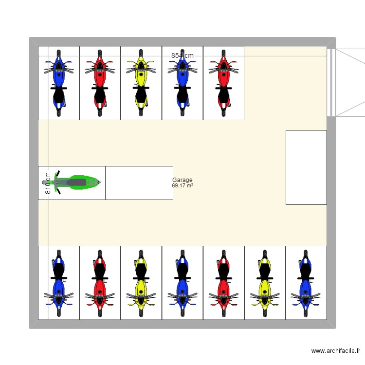 Garage moto 2. Plan de 1 pièce et 69 m2