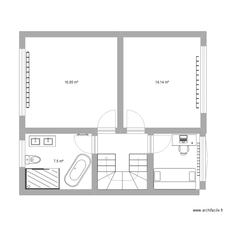 2ème étage Maison . Plan de 3 pièces et 38 m2