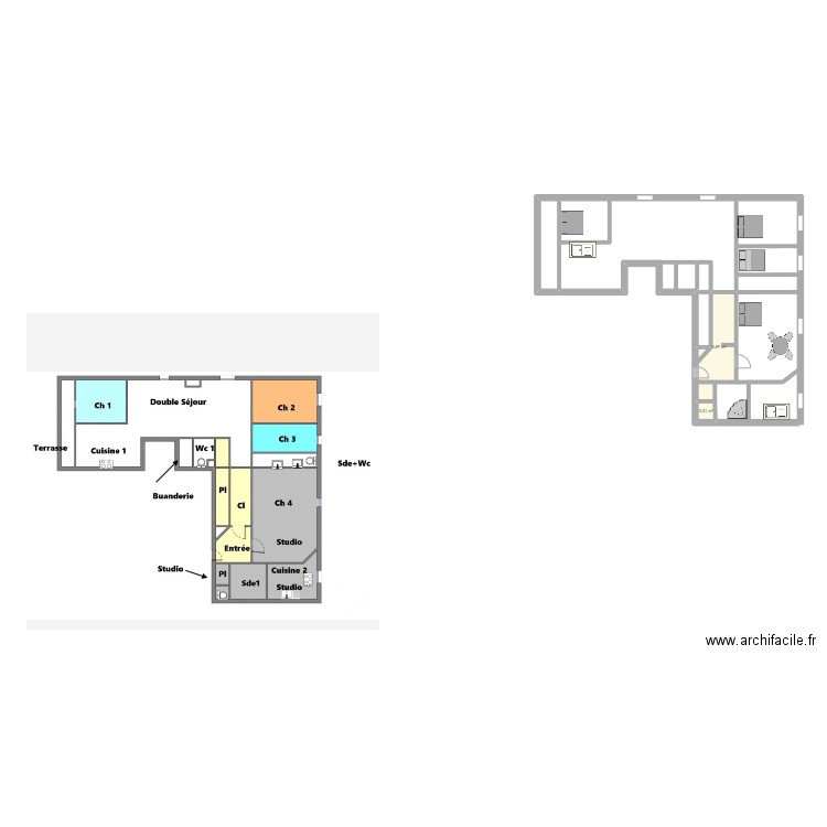 Appartement 14. Plan de 2 pièces et 4 m2