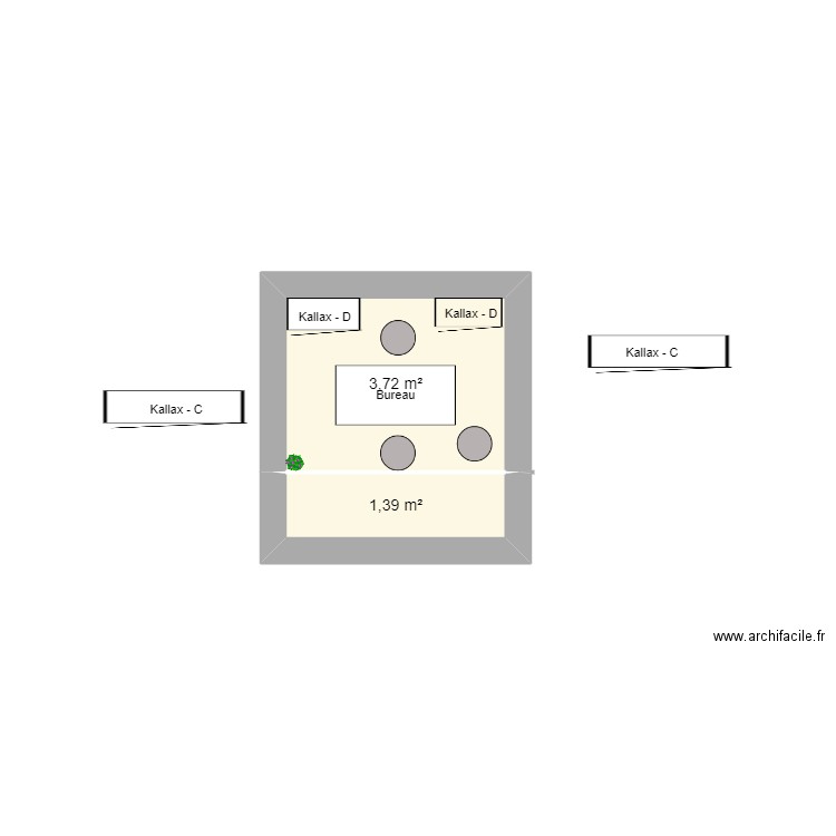 Plan de face. Plan de 2 pièces et 5 m2