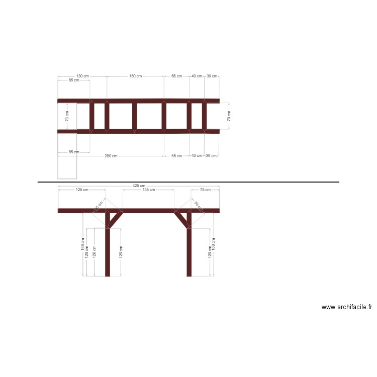 Mezzanine. Plan de 6 pièces et 2 m2