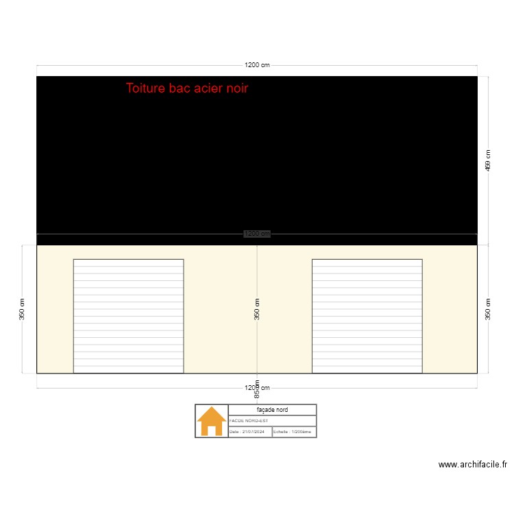 façade nord. Plan de 0 pièce et 0 m2