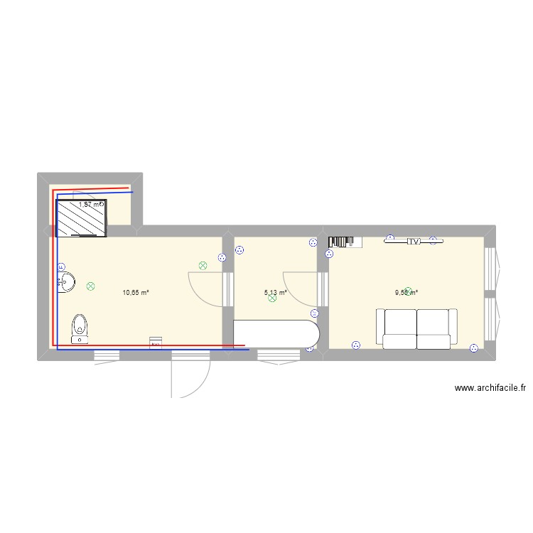 moi. Plan de 4 pièces et 27 m2