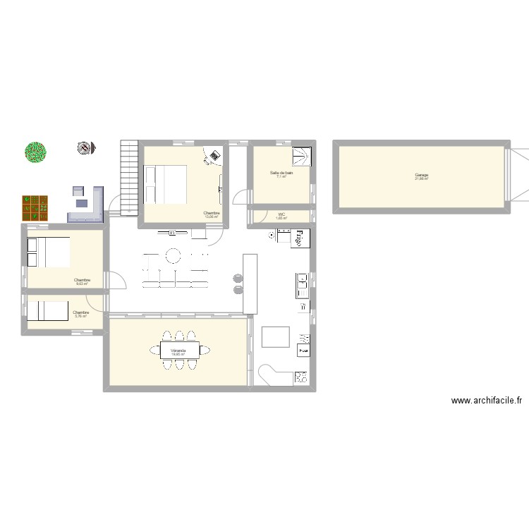 plan maison. Plan de 7 pièces et 79 m2