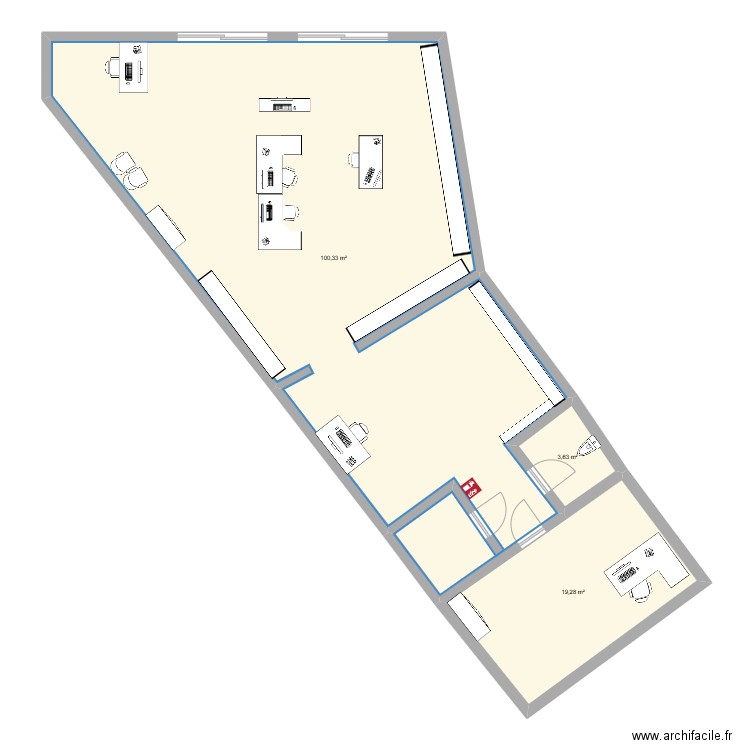 Plan echelle  Krys limeil. Plan de 3 pièces et 123 m2