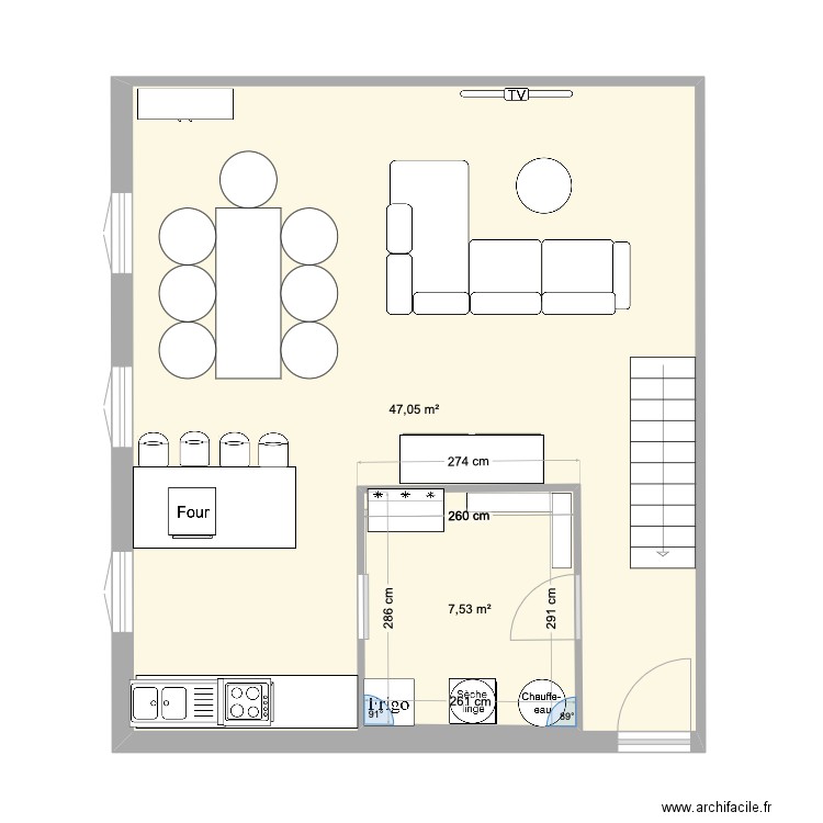 appartement 3 niveau 1. Plan de 2 pièces et 63 m2