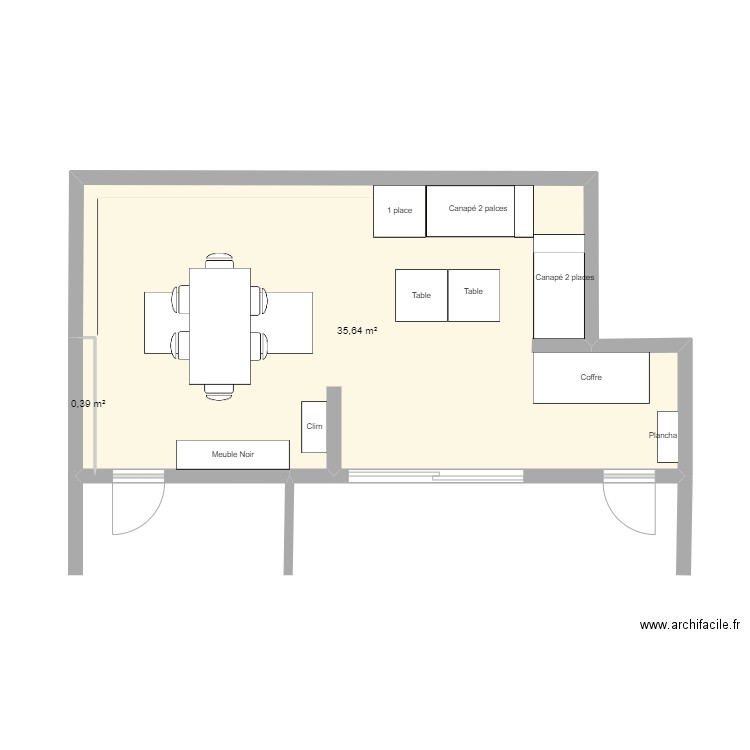 aménagement terrasse 2024. Plan de 2 pièces et 36 m2