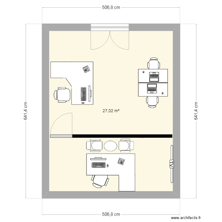 test. Plan de 1 pièce et 27 m2