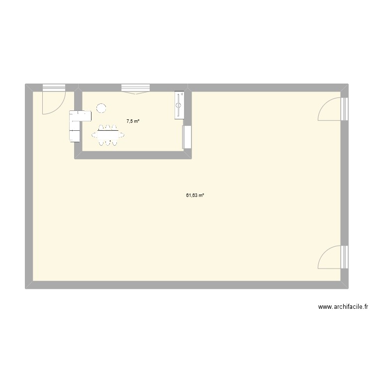 maison. Plan de 2 pièces et 69 m2