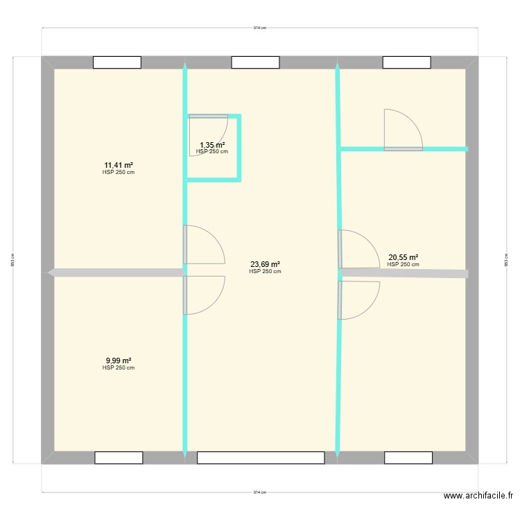 2024-09-09-sous sol DB. Plan de 5 pièces et 67 m2