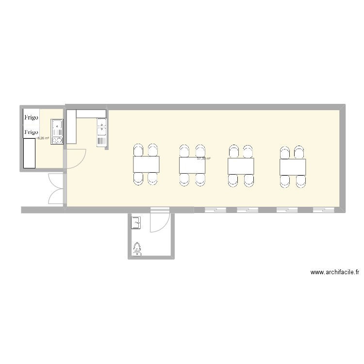 plan detude . Plan de 2 pièces et 63 m2