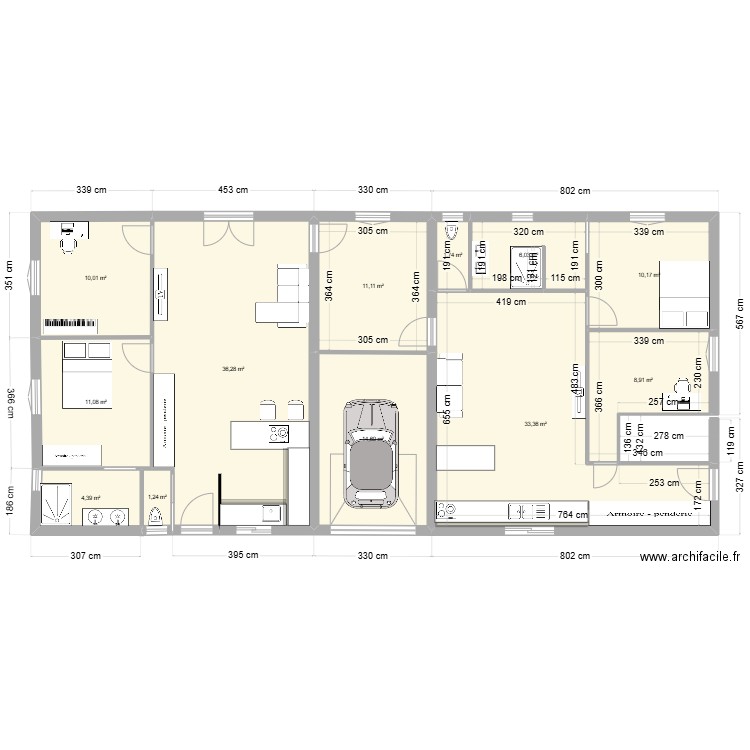 plan Montigny. Plan de 12 pièces et 149 m2