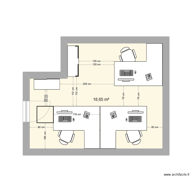 Plan A. Plan de 1 pièce et 19 m2