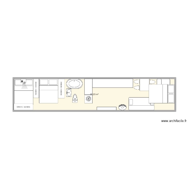 Bus 3. Plan de 1 pièce et 27 m2