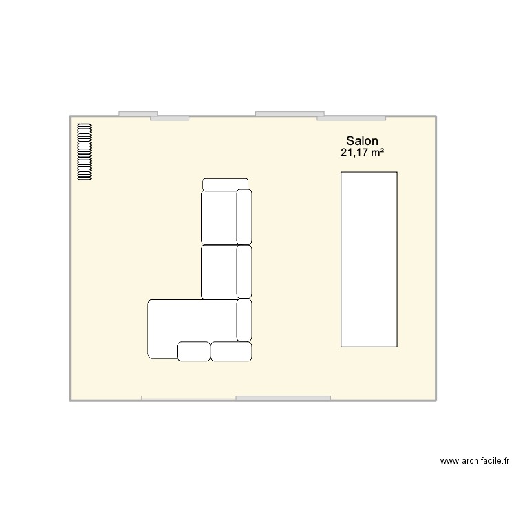 salon. Plan de 1 pièce et 21 m2