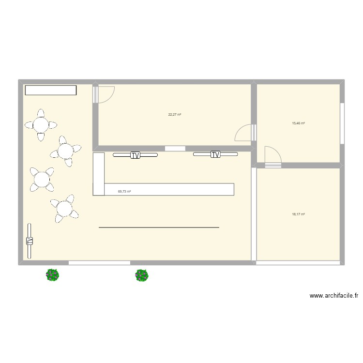 Boulangerie Mont d'Or. Plan de 4 pièces et 126 m2