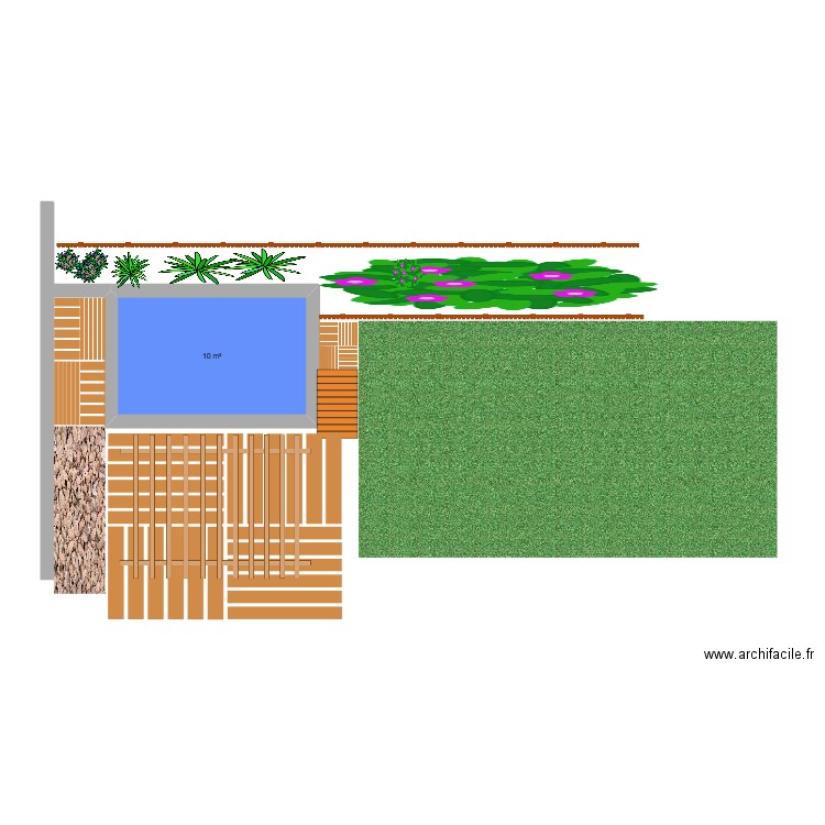 piscine. Plan de 1 pièce et 10 m2