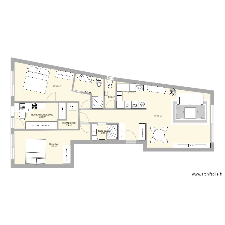 RESIDENCE DU VIEUX PORT 2. Plan de 7 pièces et 84 m2