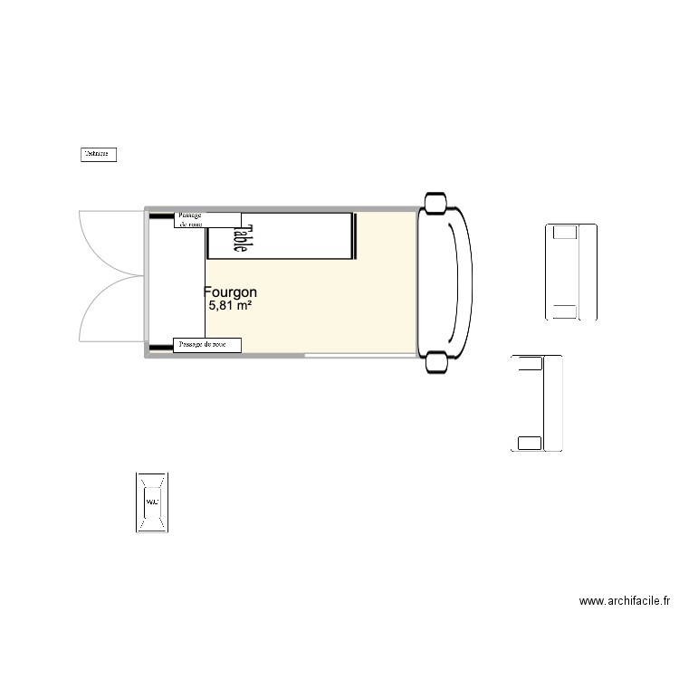 Ford LS330bb. Plan de 1 pièce et 6 m2