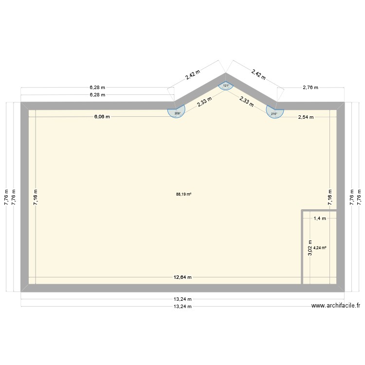 Montrabé. Plan de 2 pièces et 97 m2