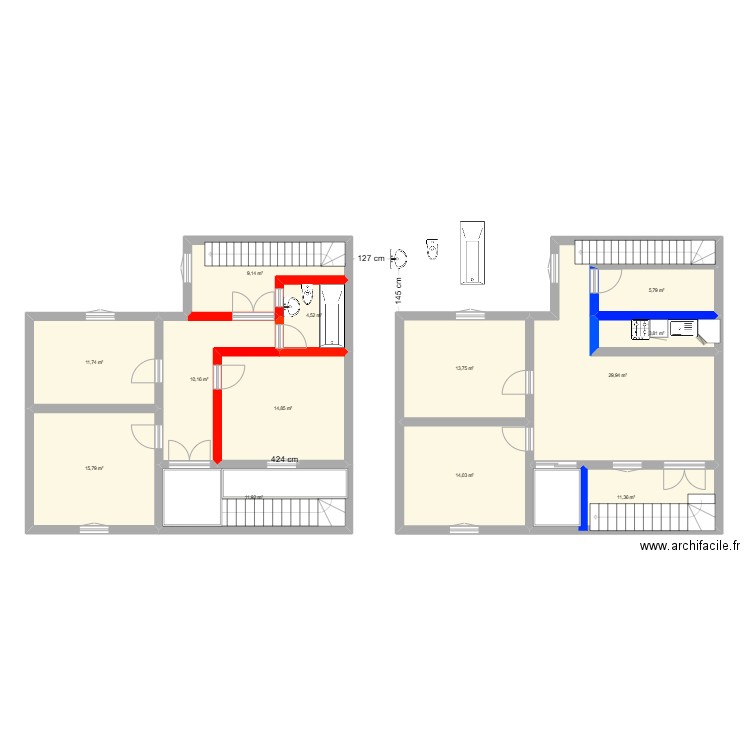 rrrrddd. Plan de 13 pièces et 157 m2