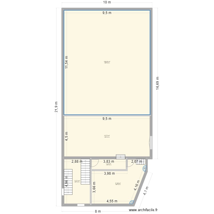 R+2 - Domenge. Plan de 5 pièces et 193 m2