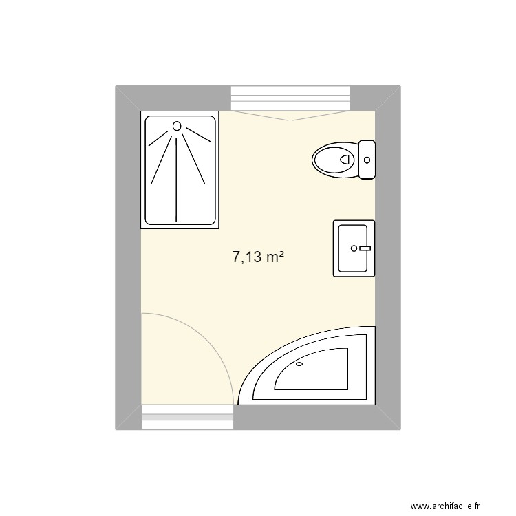 SdB Morgane. Plan de 1 pièce et 7 m2