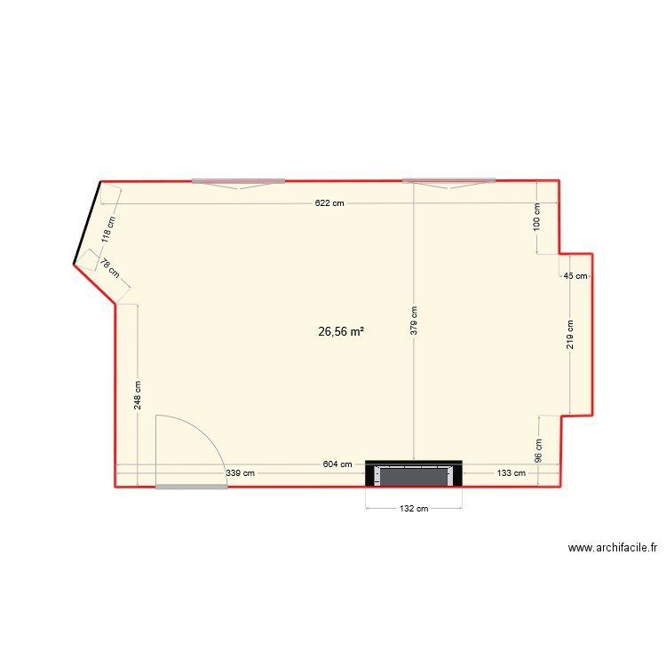 Les Ortigues - Salon. Plan de 1 pièce et 27 m2