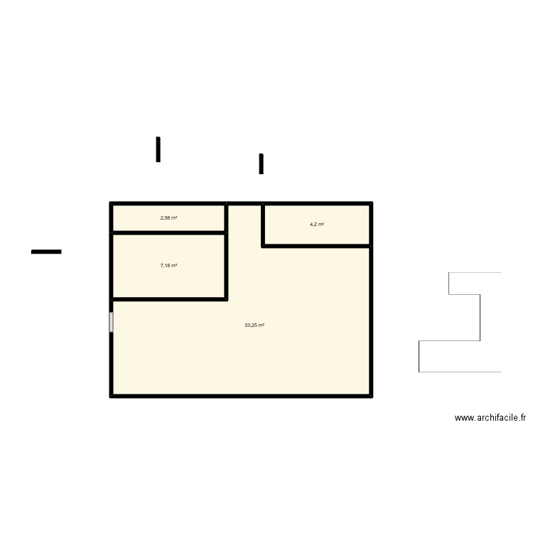 salle de bain. Plan de 4 pièces et 48 m2