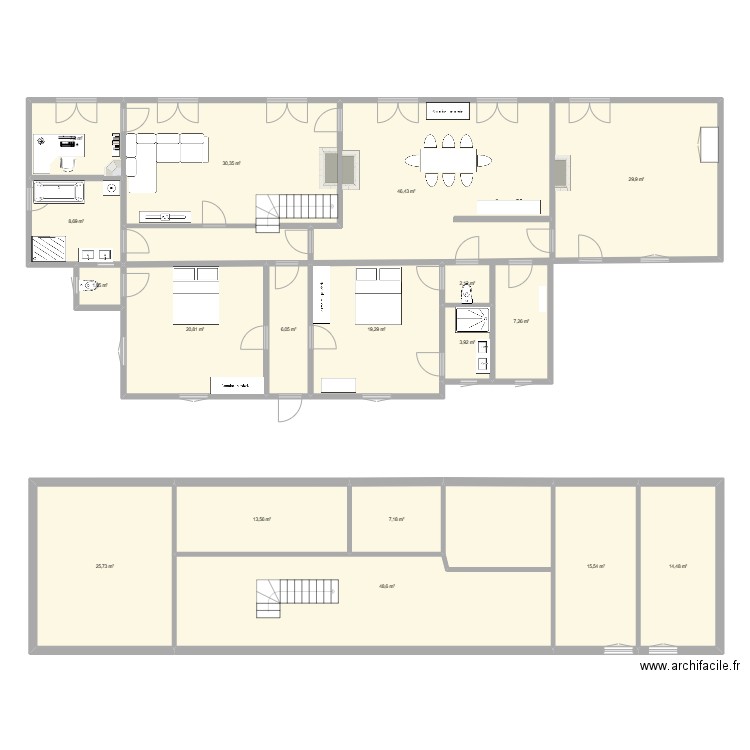 plan actuel. Plan de 18 pièces et 310 m2