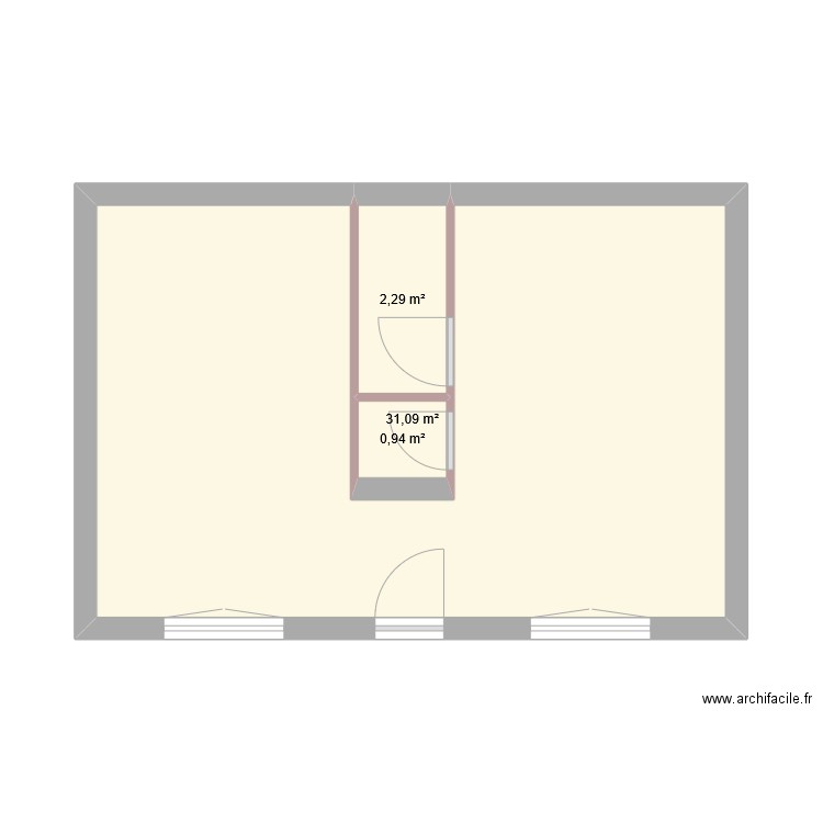 dep. Plan de 3 pièces et 34 m2