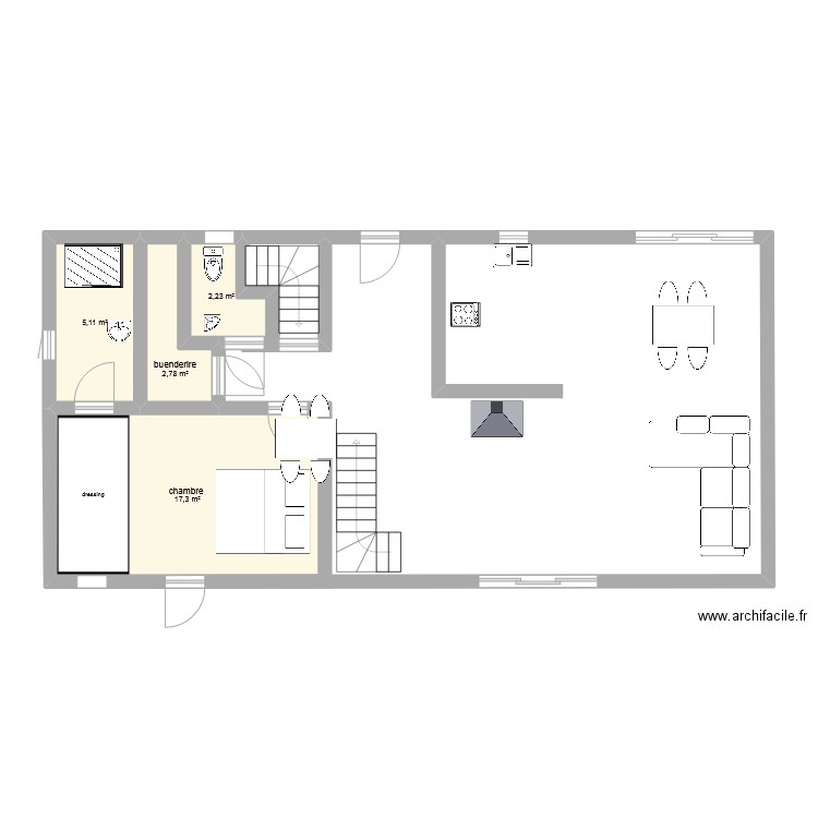 les trucs. Plan de 4 pièces et 27 m2