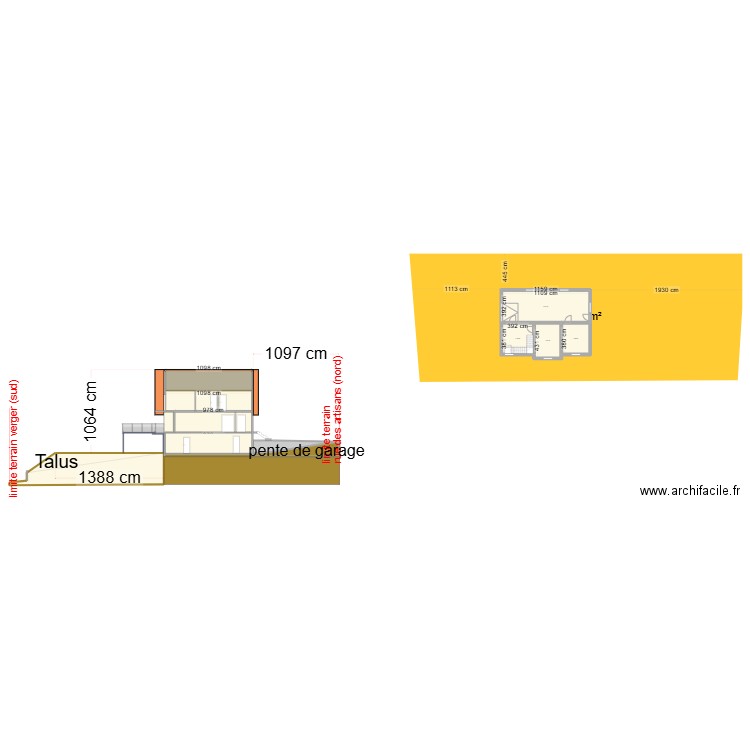 plan de coupe A-A (apres). Plan de 13 pièces et 274 m2