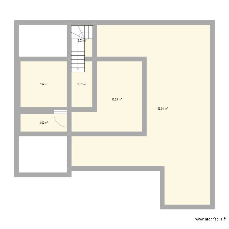 Extension. Plan de 6 pièces et 84 m2