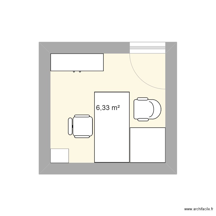 Bureau. Plan de 1 pièce et 6 m2