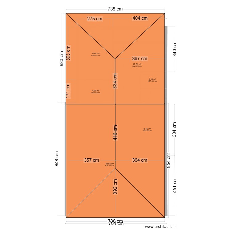 perenchie 2. Plan de 6 pièces et 92 m2