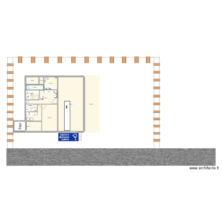 Plan. Plan de 13 pièces et 84 m2