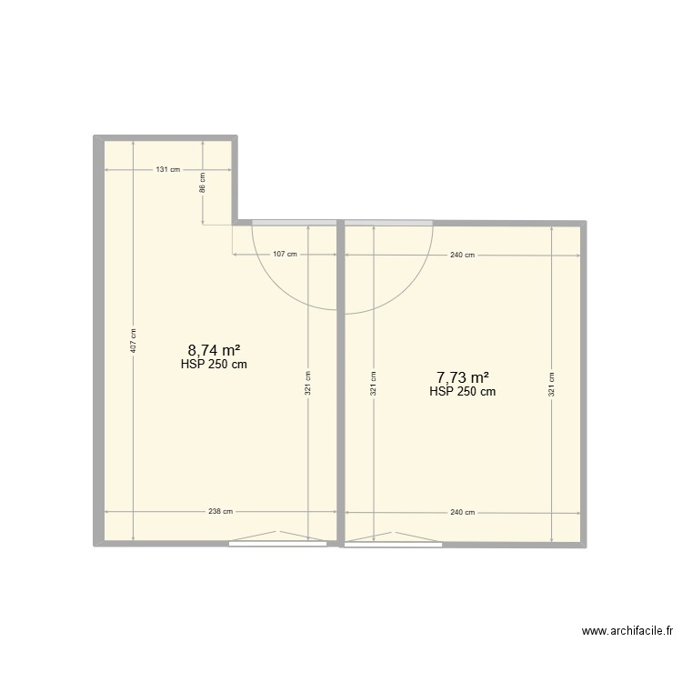 ch service. Plan de 2 pièces et 16 m2