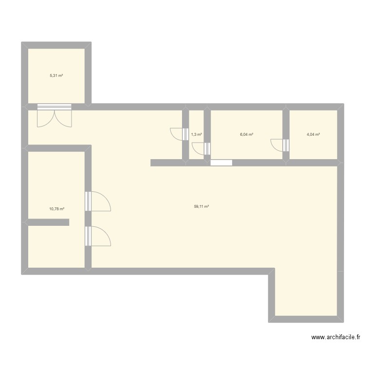 atelier. Plan de 6 pièces et 87 m2