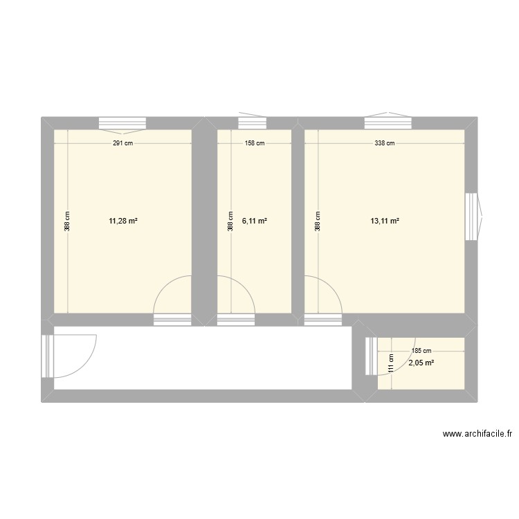 extention mqison. Plan de 4 pièces et 33 m2