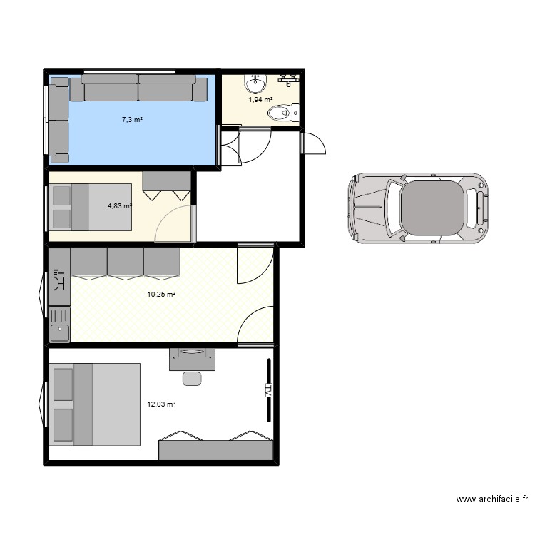 maison bader. Plan de 5 pièces et 36 m2