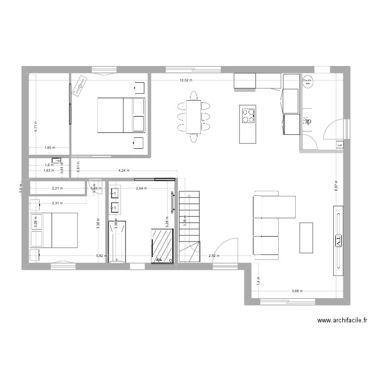 projet. Plan de 3 pièces et 98 m2