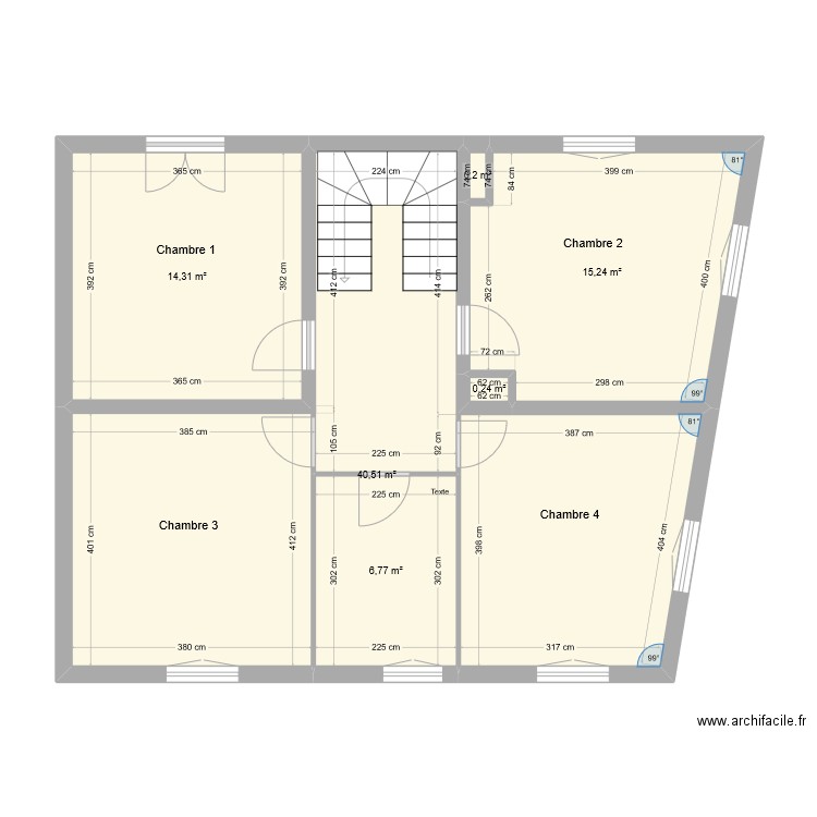 Rouffignac 1étage. Plan de 6 pièces et 77 m2