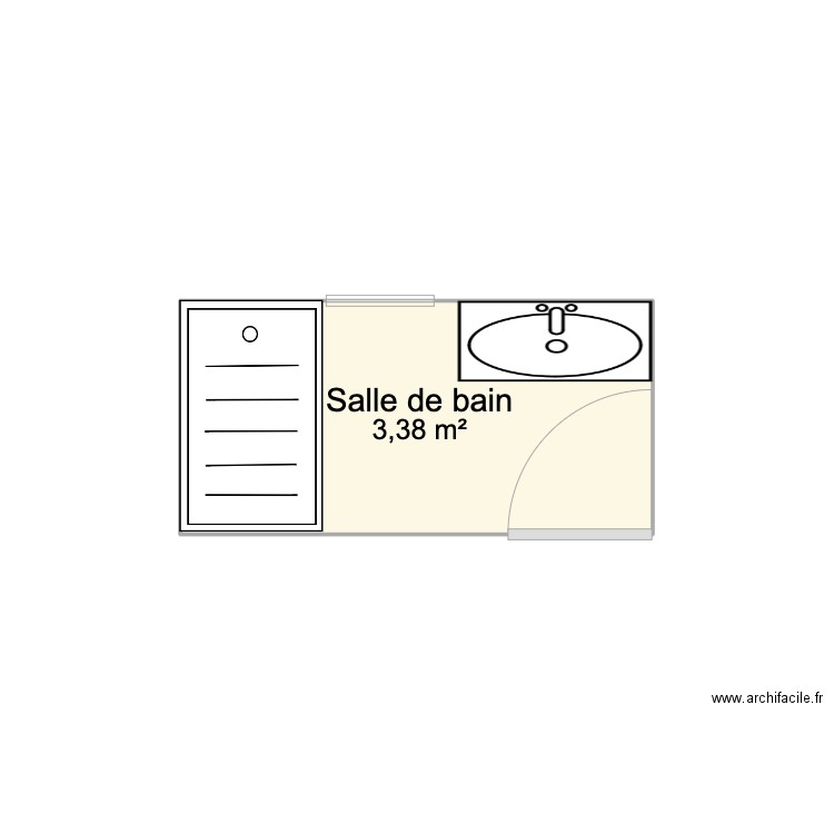 SDB. Plan de 1 pièce et 3 m2