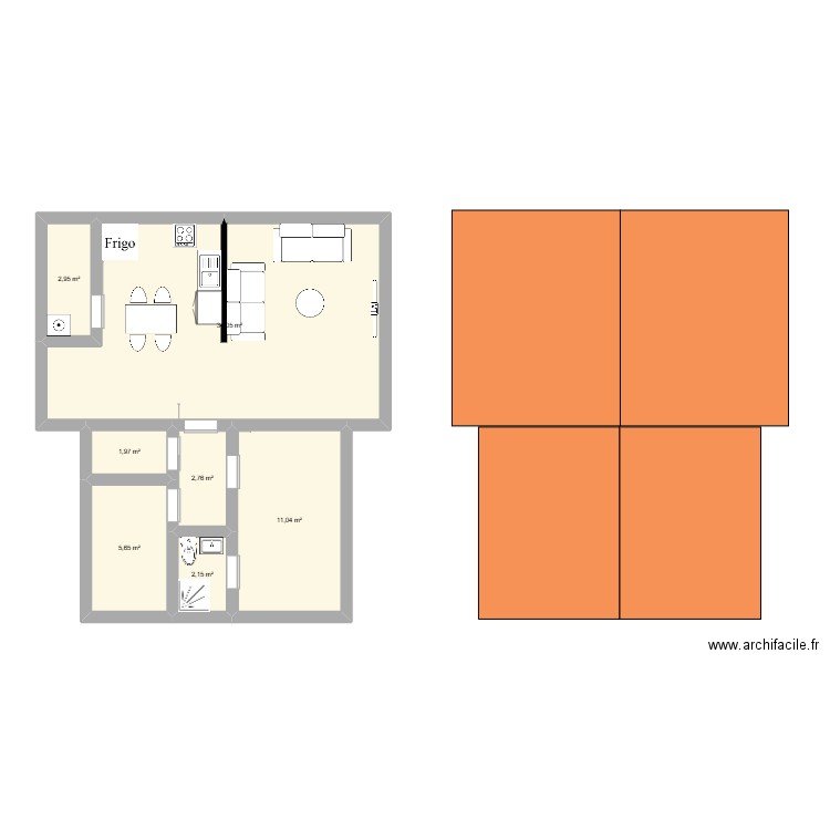 projet 3. Plan de 7 pièces et 61 m2