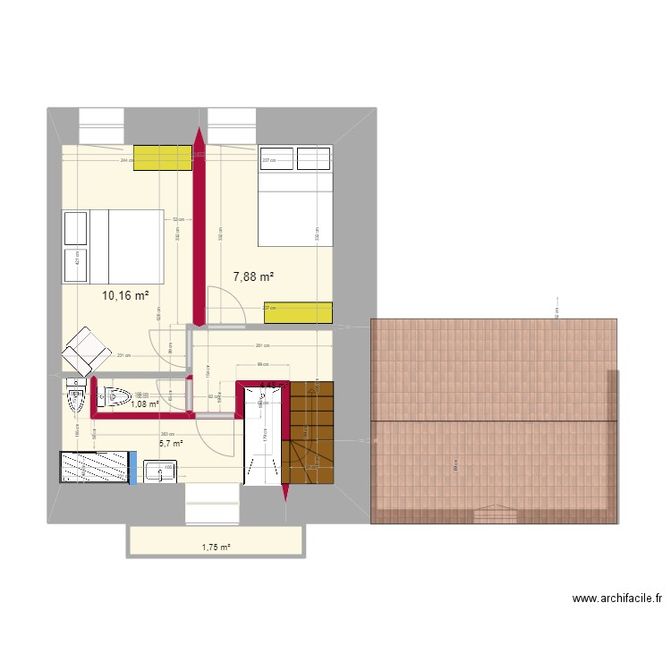 MONACHICHI SIMPLE Juillet 2024 1er les Ch. sur vue MARIE. Plan de 6 pièces et 31 m2